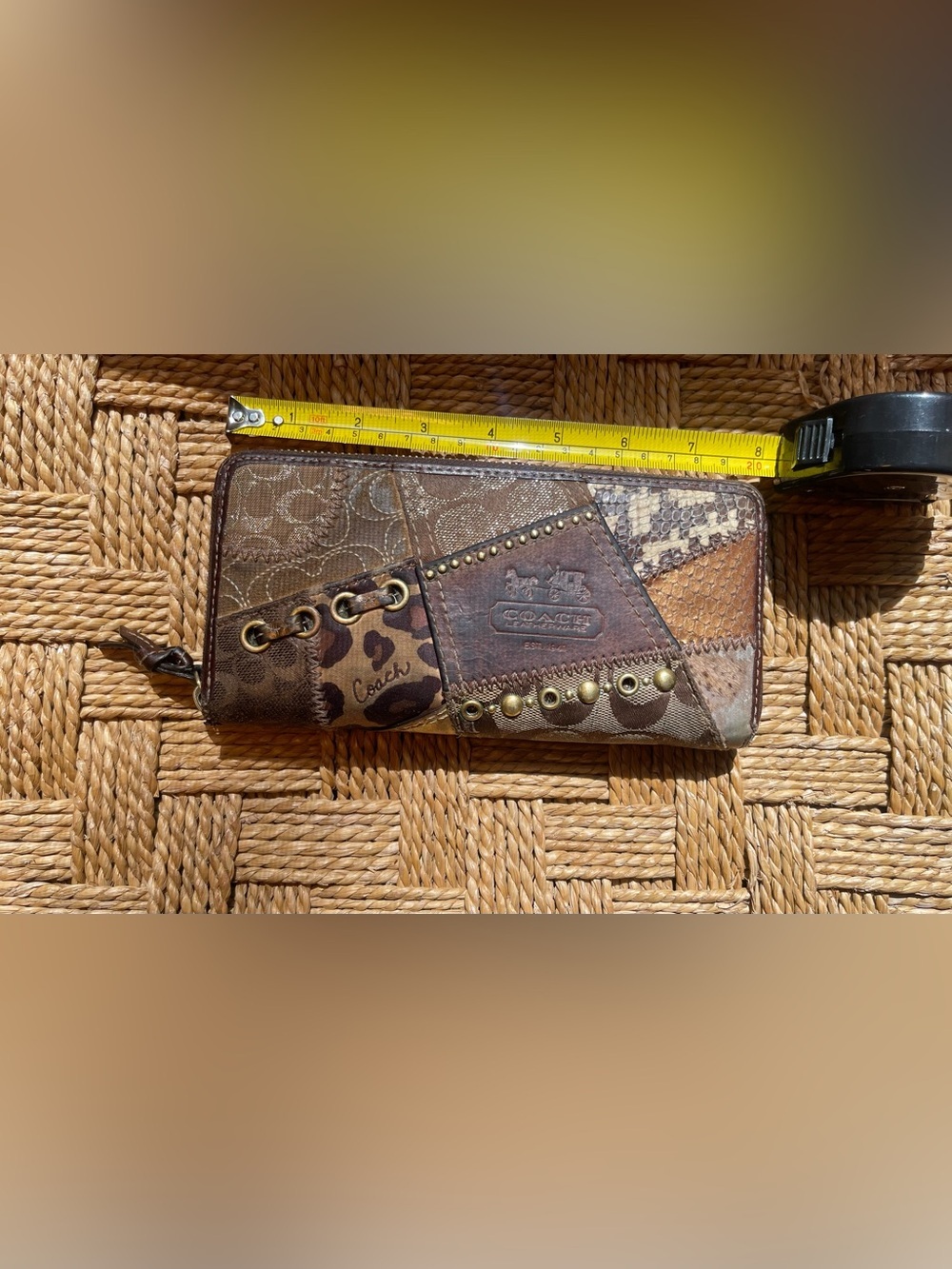 Vintage Y2K Coach Patchwork Wallet with Brass Hardwear - Picture 5 of 10